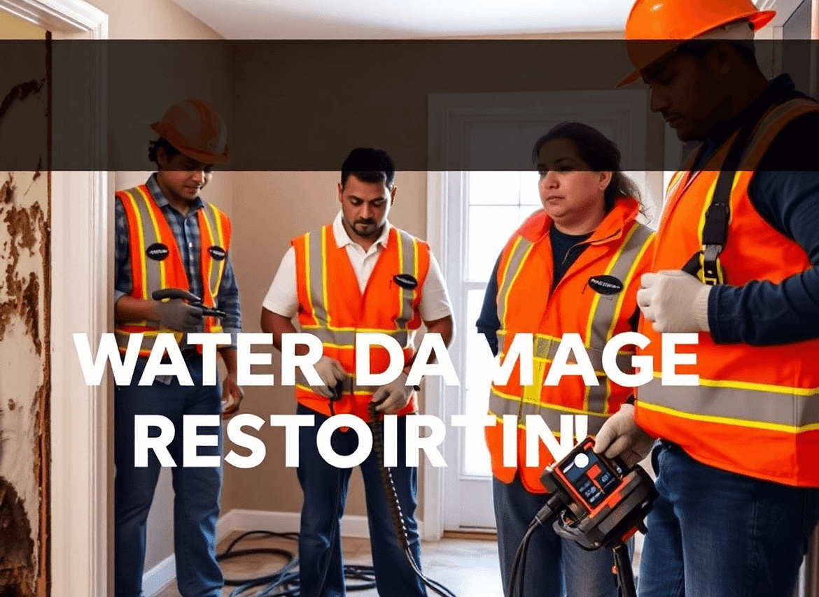 Top Water Damage Restoration Companies in Arizona for 2025 2 A professional water damage restoration team in safety gear assesses damage in a residential property, using advanced equipment amid wet walls and ...